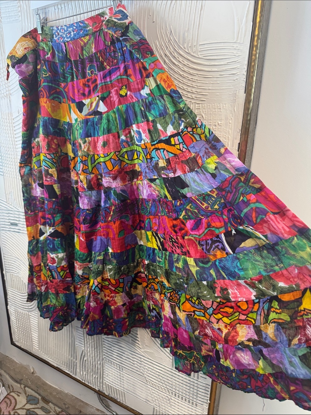 Colorful Abstract Patchwork Maxi Skirt N0544 - Picture 2 of 9